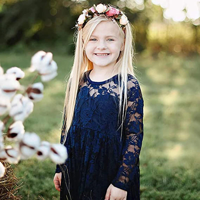 Princes Girls Lace Flower Girl Dress - Elegant Wedding Party Wear for Ages 2-12