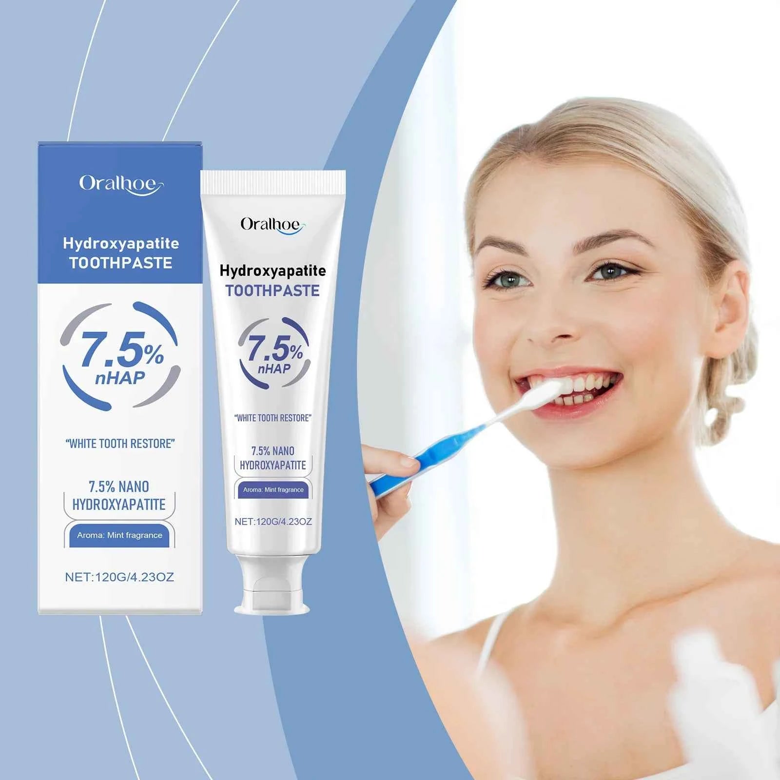 BrightSmile Hydroxyapatite Toothpaste - Mint Flavor, Breath Freshening, Stain Removal, Gum Repair, Teeth Whitening