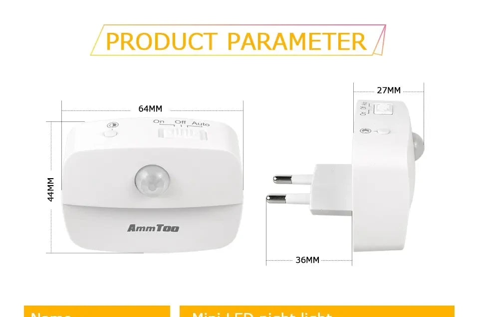 LED Night Light With Motion Sensor Light EU US Plug Socket Lamps Children Night Lights Wireless Wall Bedside Bedroom Night Lamp - Jack market 1988Jack Market 1988