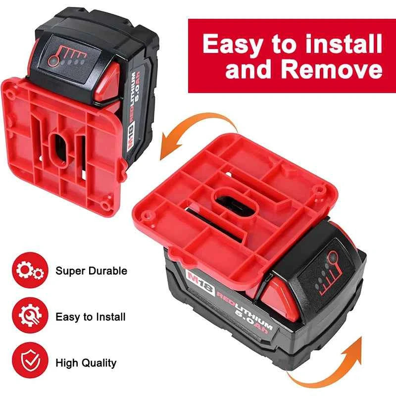 Dewalt/Makita/Milwaukee Battery Storage Rack - 5/10 Pack Wall Mount Bracket for 14.4V & 18V Li-ion Batteries