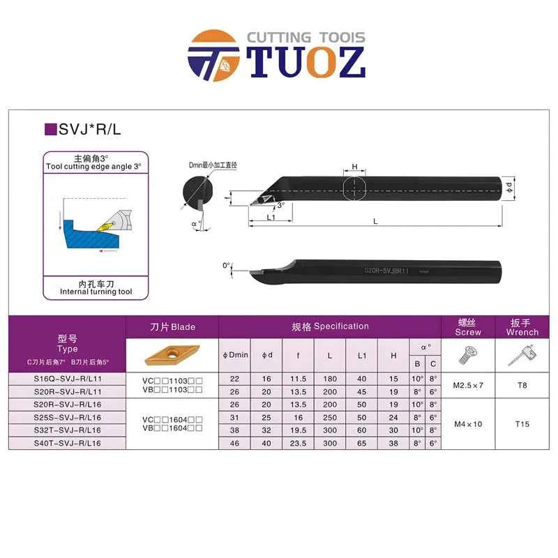 TUOZ CNC Lathe Tool Holder - Precision SVJCR for S10K-S20R Inserts, Enhanced Turning Performance