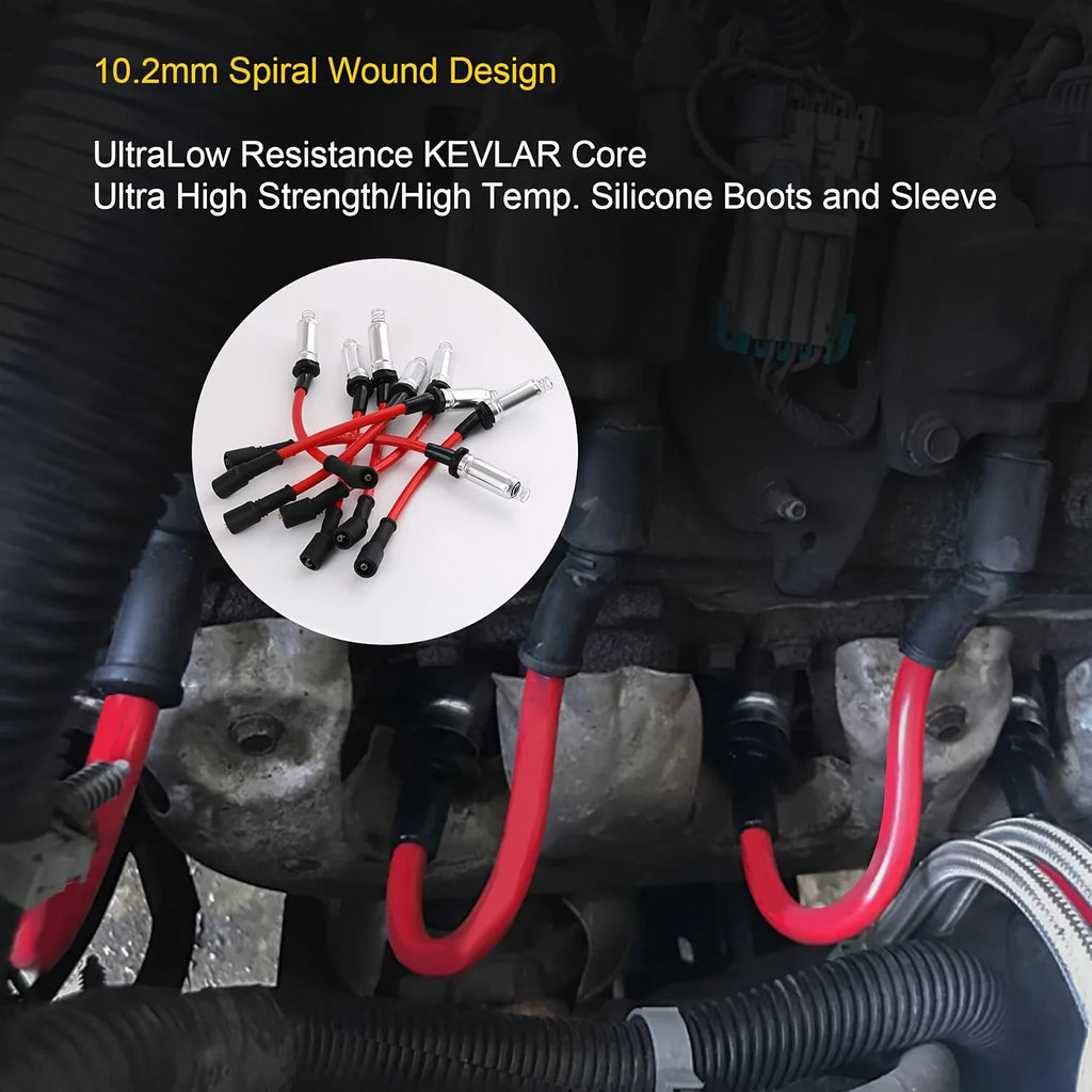 8Pcs High Performance Spark Plug Wires Compatible with Chevrolet Chevy GMC Cadillac Isuzu Express Silverado Suburban Sierra etc
