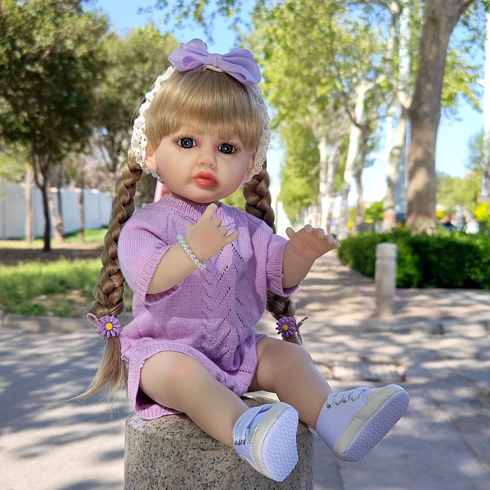 22Inch 55cm Finished Reborn Girl Dolls Full Soft Vinyl Simulation Doll Children Dress up Toy Birthday Christmas Gift