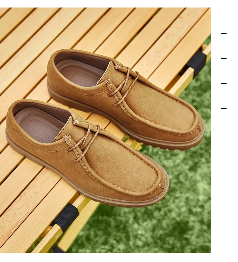 New 2025 Spring Autumn Outdoor Men's Walking Shoes Men Durable Sole Casual Loafers Male Fashion Cow Leather Footwear