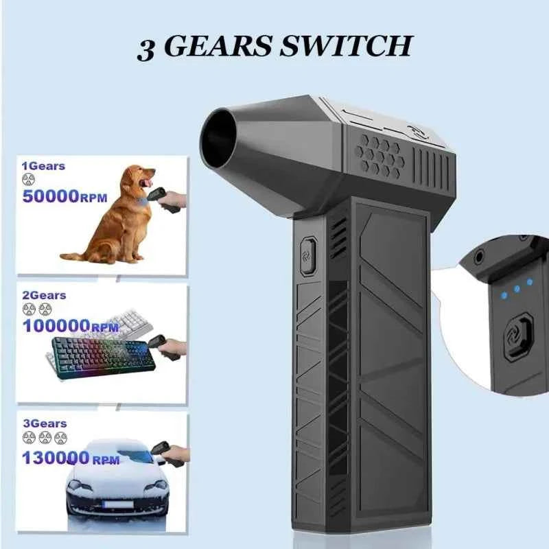 130000RPM Turbofan Powerful Snow Blower 52M/S Jet Fan 6000Mah Brushless Motor Handheld Duct Portable Type-C Charging