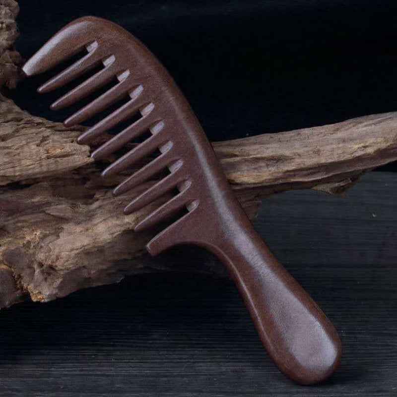 Natural Luxe Wooden Comb - Handmade Sandalwood Comb for All Hair Types, No Static, Fine Tooth for Effortless Styling