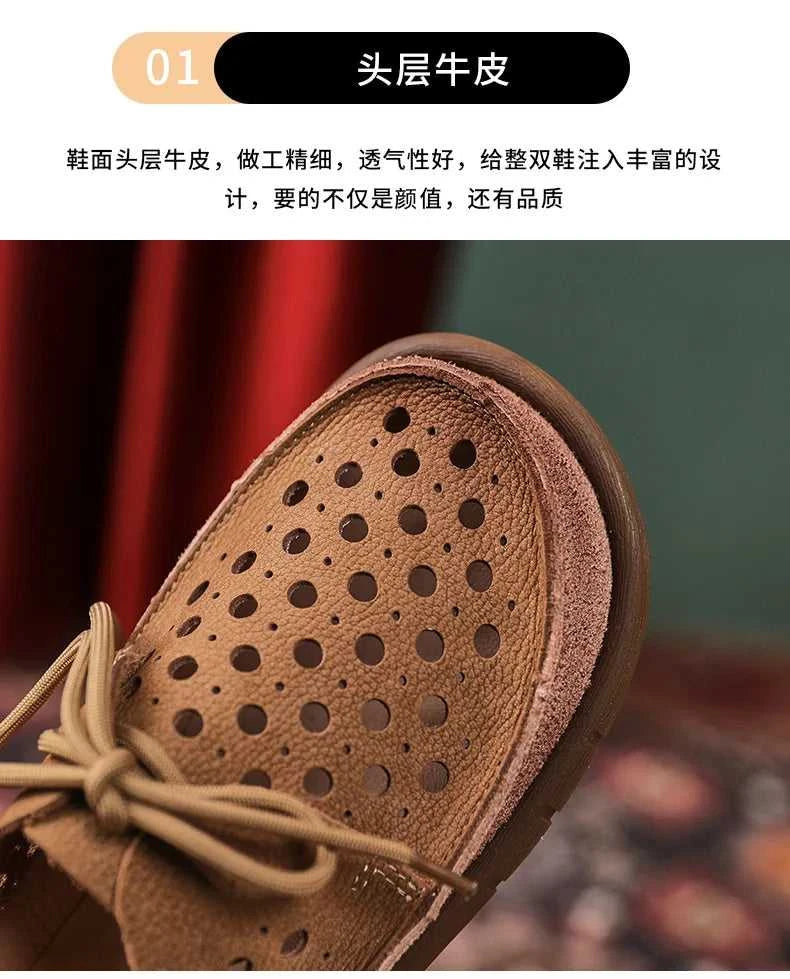 Careaymade-Summer top layer cowhide sandals,clown cute big toe shoes,hollow hole shoes,pure Handmade breathable casual shoes 34 The jack market .AU The jack market .AU Step Up Your Style: Trendy Shoes for Every Occasion! $ 112 14:29#Beige Elastic band;200000124:200000334