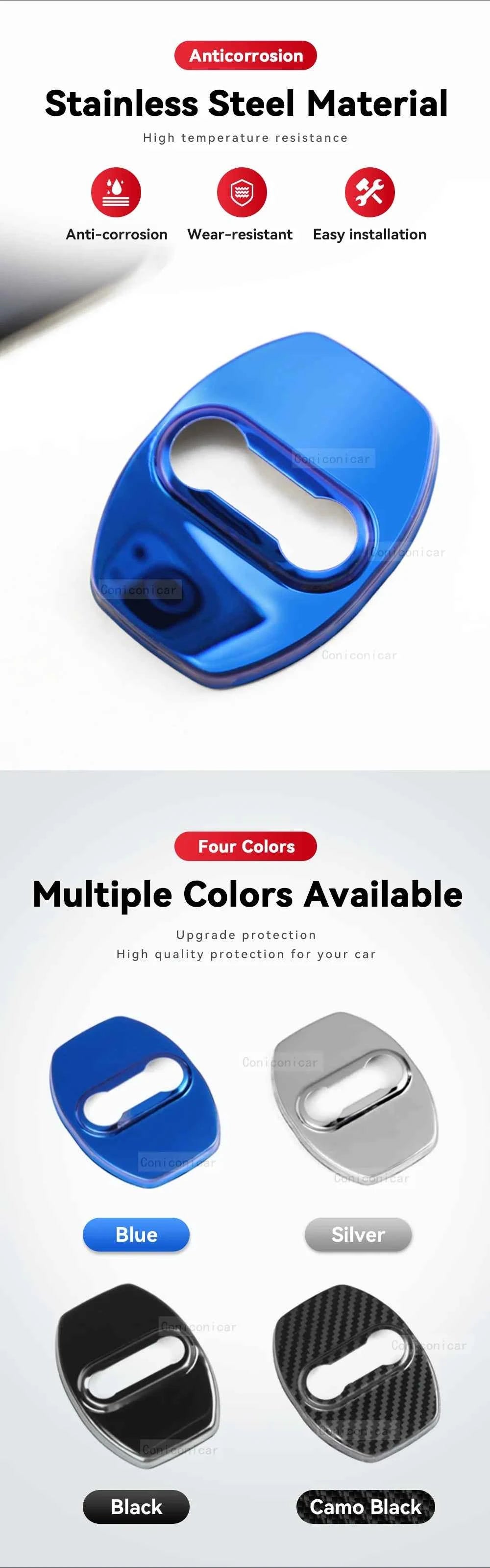 Car Door Lock Protector Cover Stainless Steel For GMC SIERRA 2015-2023 Protect Buckle Anti-rust Decoration Accessories