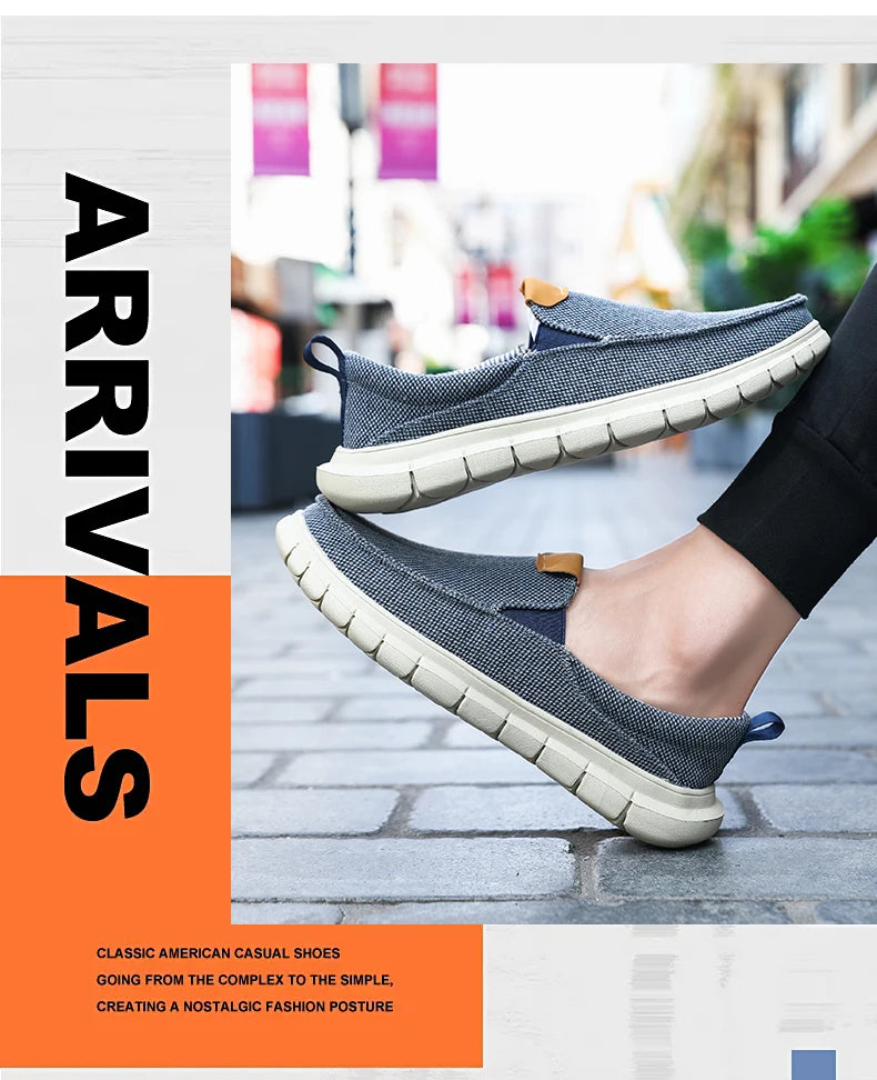 Men Casual Canvas Shoes Mens Loafers Breathable Slip on Flats Male Vulcanized Shoes Driving Shoes Plus Size 47 Walking Sneakers