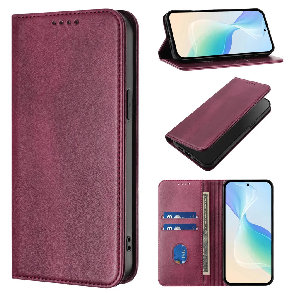 Luxury Leather Wallet Flip Case for Xiaomi Redmi 15/15C & Poco C85 - Magnetic Back Cover