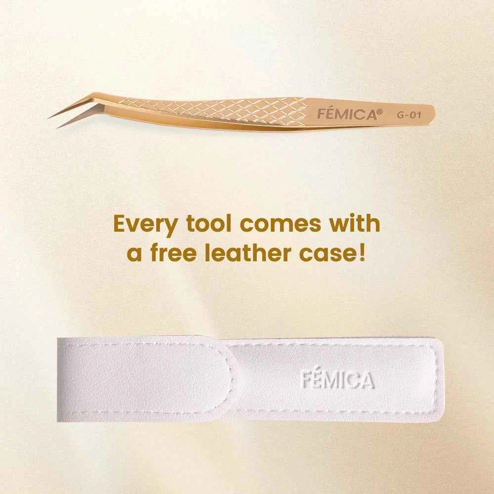 Femica Precision Anti-Slip Eyelash Tweezers for Flawless Volume Lash Extensions & Eyebrow Grooming