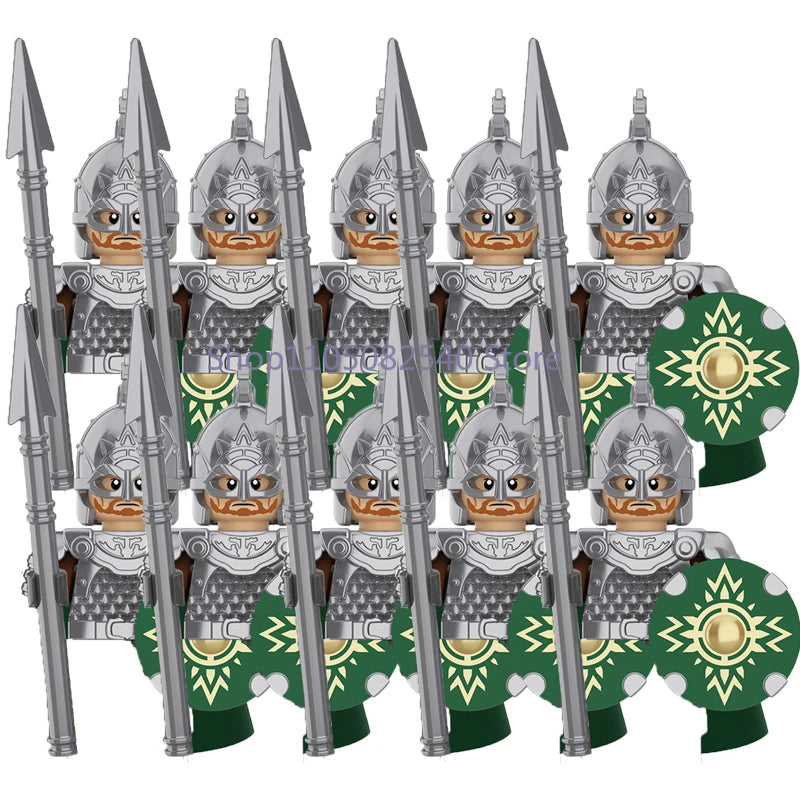 MOC Military Soldier Movie Character Building Blocks Accessories Medieval Castle Knight Helmet Shield Mini Brick Gift Toy E008