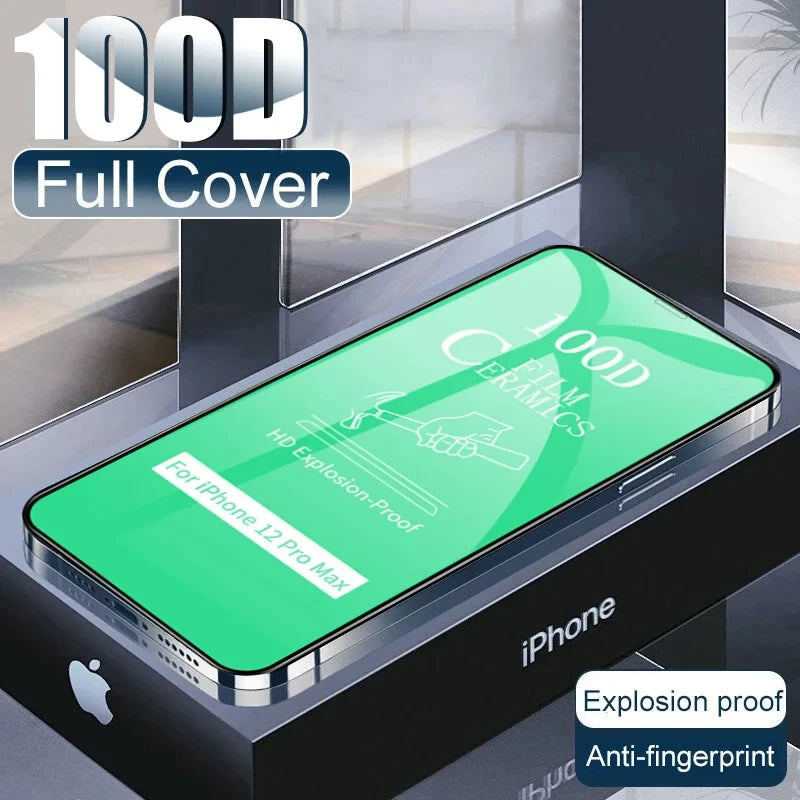 BrandName 100D Curved Ceramic Screen Protector for iPhone 16 Pro Max, 15, 14, 13, 12, Mini, XS, X, XR, 6, 7, 8, SE2