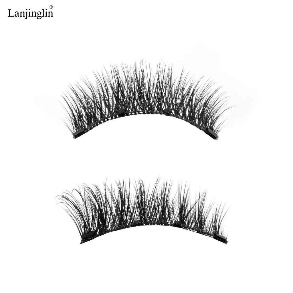Lanjinglin Magnetic Eyelashes with Tweezer – Effortless Glam, No Glue, Soft & Natural Look, 2 Pairs