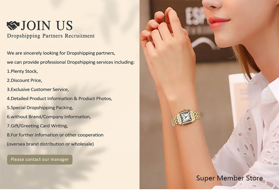 Luxury Golds Ladies Square Diamond Watch - Elegant Stainless Steel Quartz Timepiece for Fashion-Forward Women