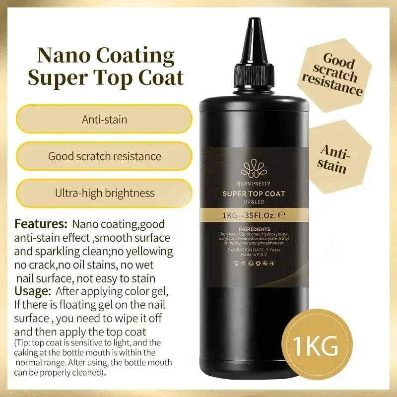 BORN PRETTY 250g Super Top Coat Professional Nail Art Soak Off Top Coat Long-lasting Anti-Stain Functional Gel Polish