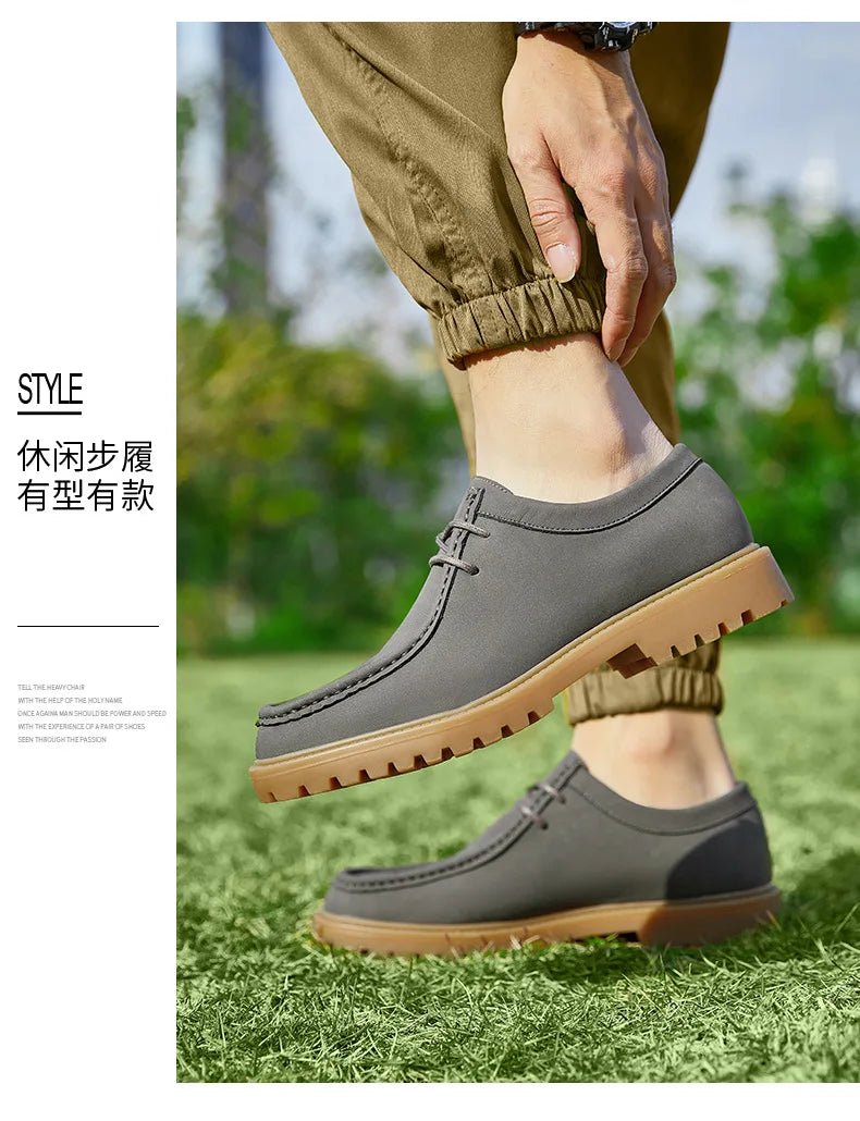 New 2025 Spring Autumn Outdoor Men's Walking Shoes Men Durable Sole Casual Loafers Male Fashion Cow Leather Footwear