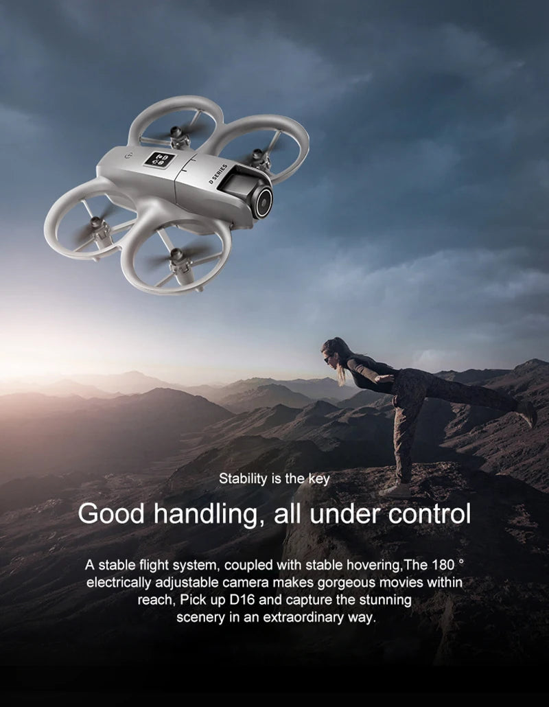New D16 Mini Drone 8K HD Dual Camera GPS Positioning Profesional 180° Electric Adjustable Obstacle Avoidance Bushless UAV 2026