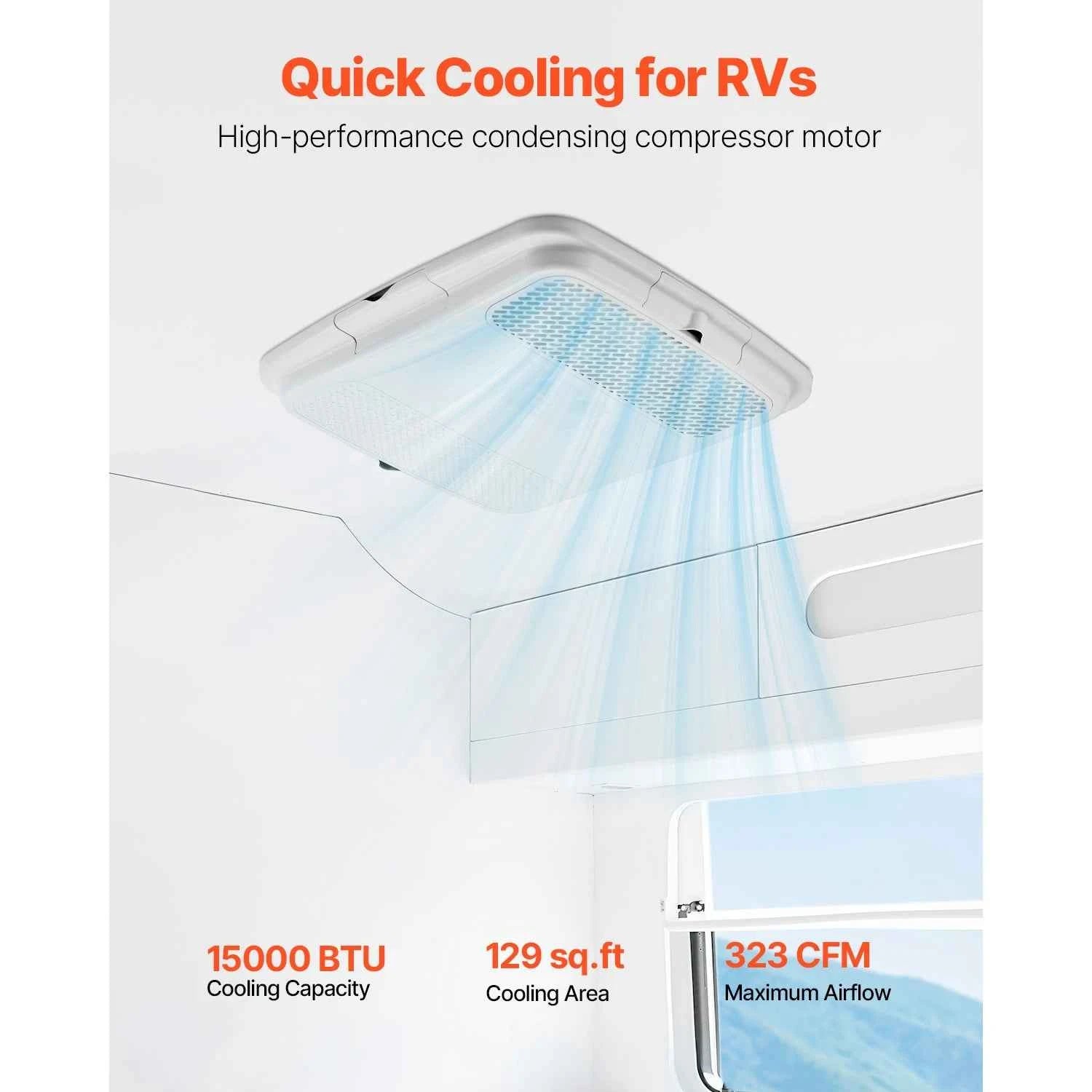 SucceBuy RV Air Conditioner 13500/15000 BTU Non-Ducted Rooftop RV AC 65dB Air conditioning System Fit for Camper, Van, Trailers