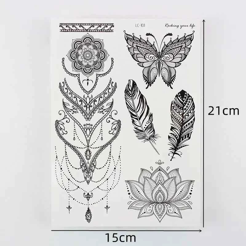 Henna Luxe Temporary Waterproof Tattoos - Sexy Body Art for 6 Months, Perfect for Festivals and Bold Self-Expression