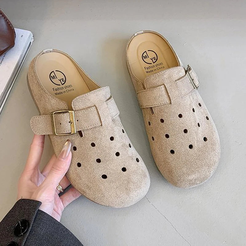 Shevalues 2025 Summer Women's Clogs Slippers With Adjustable Buckle Casual Outdoor Slides Soft Sole Comfortable Women's Sandals