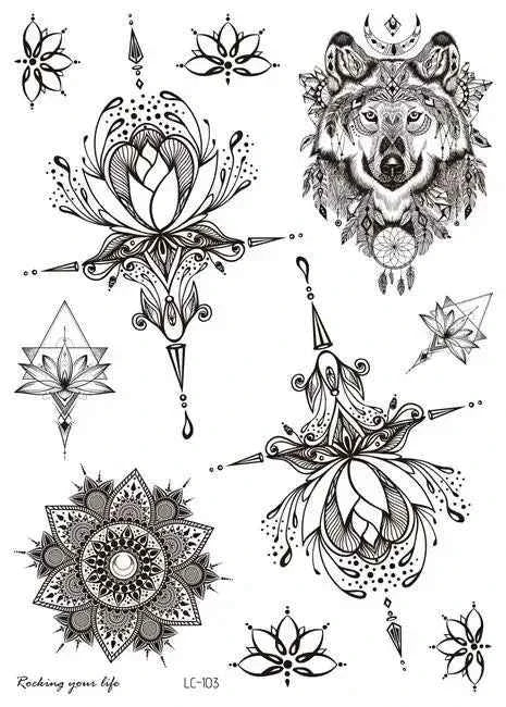 Henna Luxe Temporary Waterproof Tattoos - Sexy Body Art for 6 Months, Perfect for Festivals and Bold Self-Expression