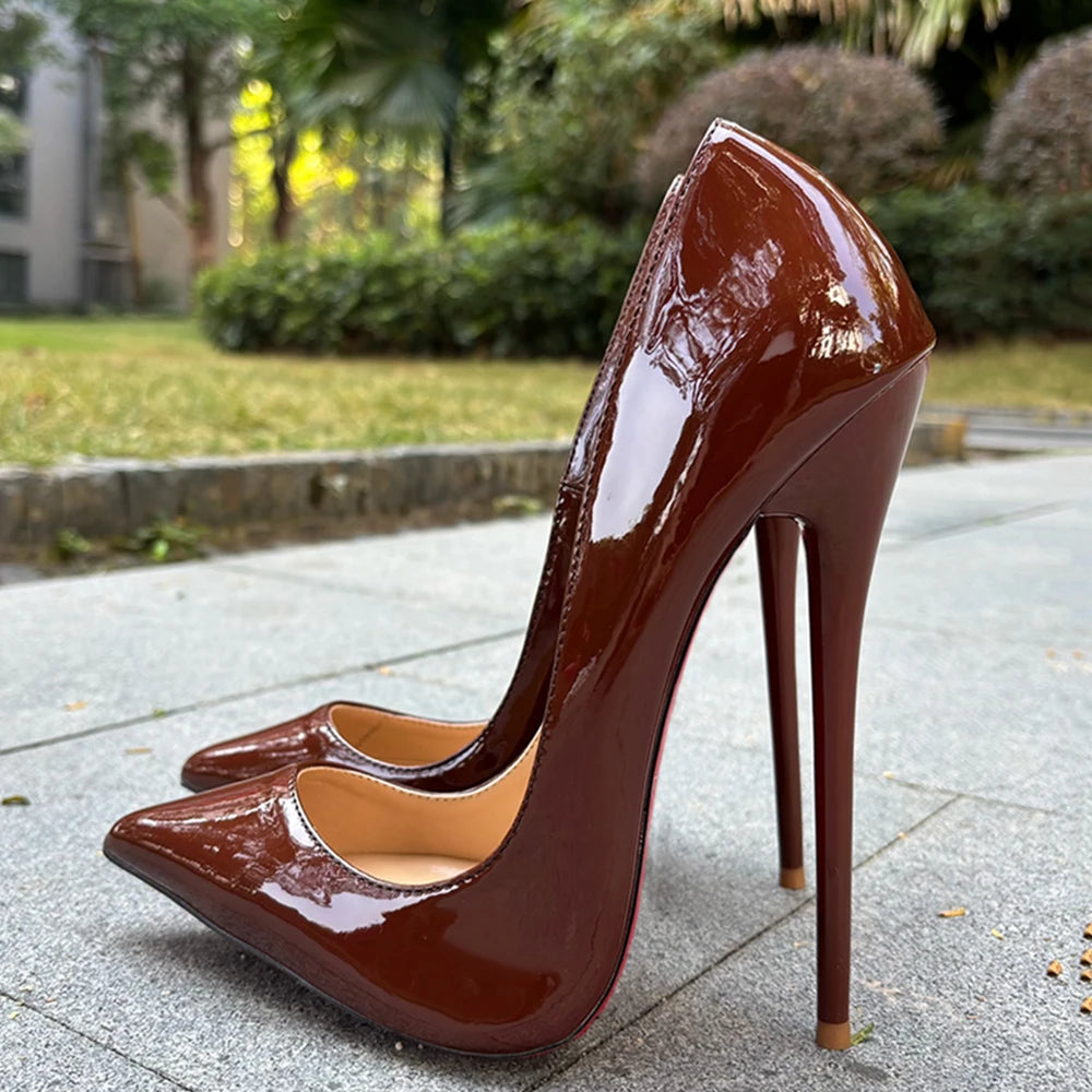 2026 New Arrival Designer Coffee 16cm High Heels SEXY Woman Unisex Man Pumps Pointed toe SHOW Stage SM Model Dress Shoes