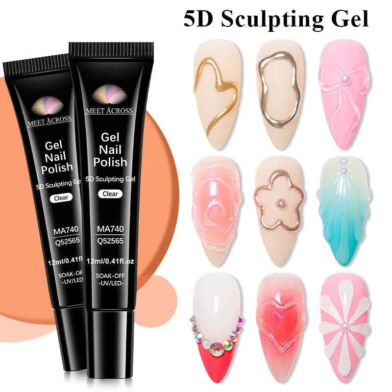 1/2/3pcs 12ml 5D Sculpting Gel Polish Nail Art Modeling Gel Waterproof Sculpting gel Nail Art 3D Design Gel for Carvings & Shape