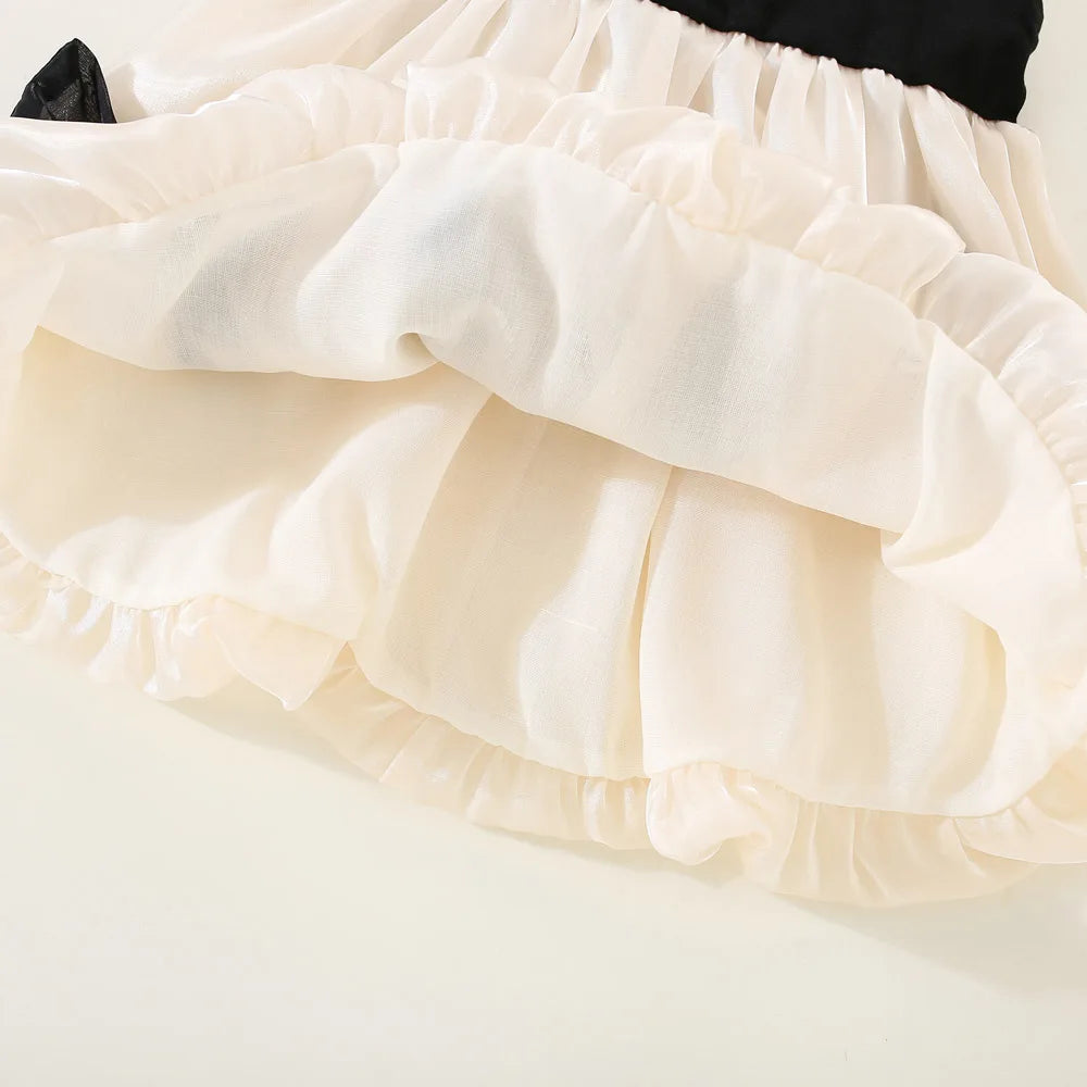 Glimmer & Grace Baby Girl Summer Dress - Enchanting Mesh Bow & Lace for Wedding & Flower Girl Celebrations