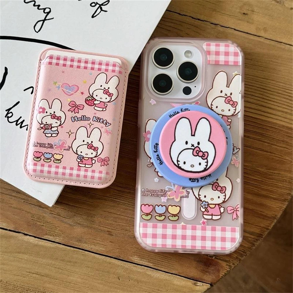 2IN1 Candy Cute Pink For Magsafe Wallet Leather Card Bag Holder For iPhone 17 12 13 14 15 Plus 16 Pro Max Candy Color Girl Cover