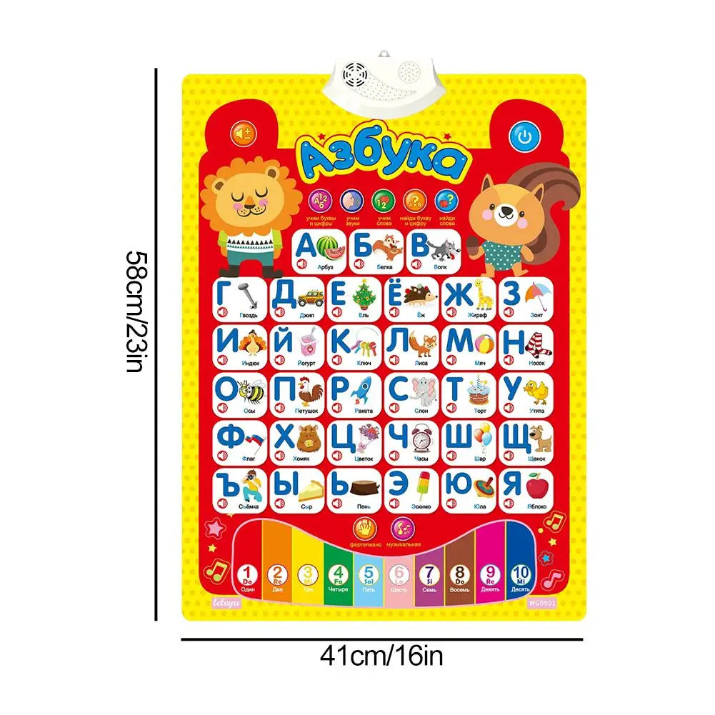 Russian Electronic Interactive Alphabet Wall Chart Talking ABC 123s Music Learning Poster Educational Preschool Alphabet Chart