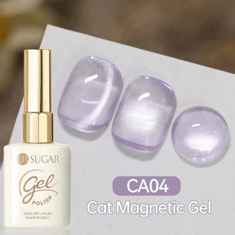 UR SUGAR 15ml  Autumn Winter Red Cat Magnetic Gel Nail Polish White Dopamine Nail Sparkling Glitter Soak Off UV LED for Manicure