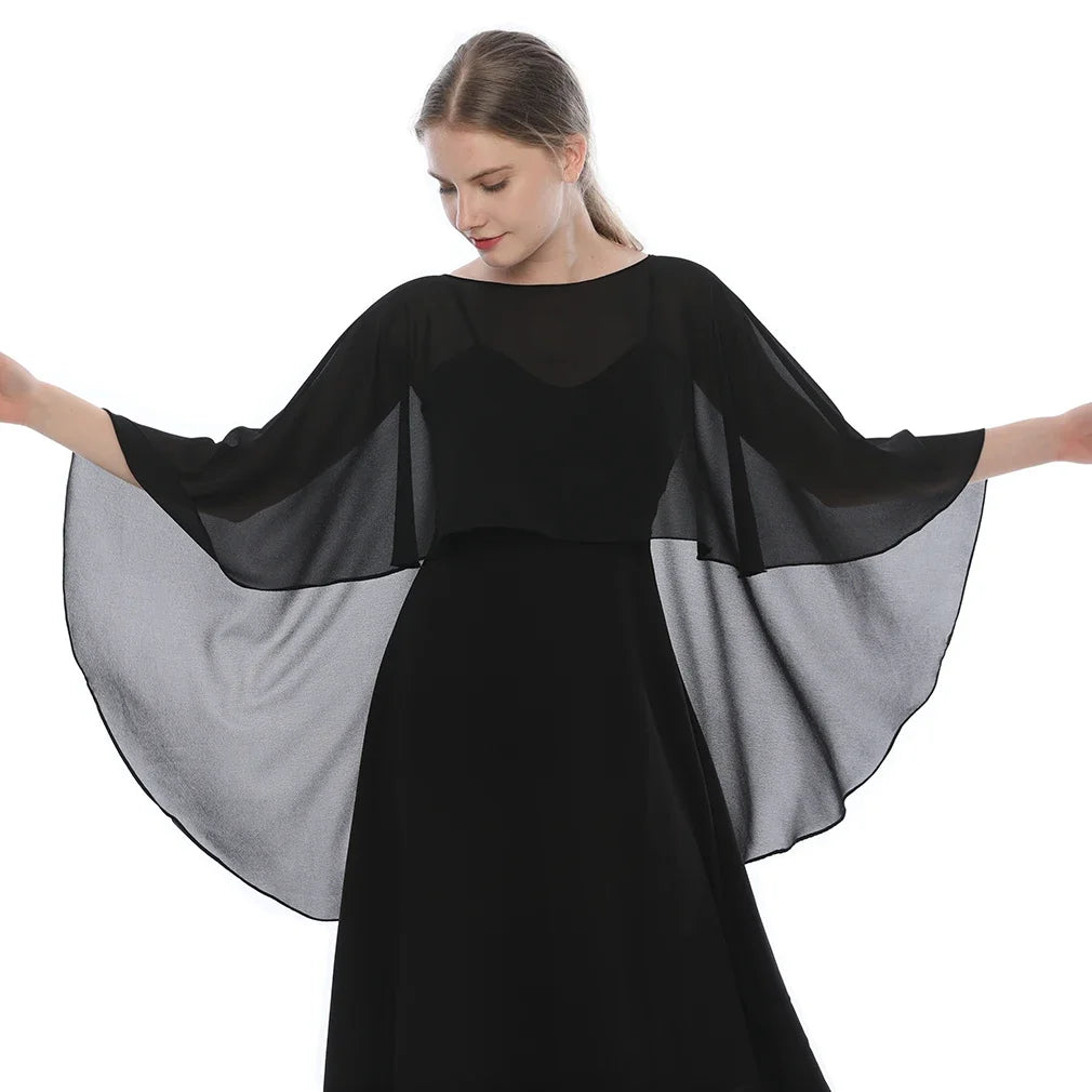 Women Chiffon Capes Shawl Ladies Evening Wedding Party Capes Shrug Ladies Bridal Lightweight Long Shawl and Wraps Dress Cover Up