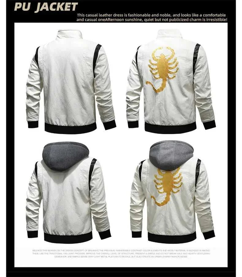 Spring Men's Leather Jacket High Quality Stand Collar Fashion Youth Embroidery Hooded PU Leather Coats EUR Size 3XL Men Clothing The jack market .AU The jack market .AU Men Fashion $ 78 14:771#White hooded;5:4183#EUR 3XL--CHN 4XL