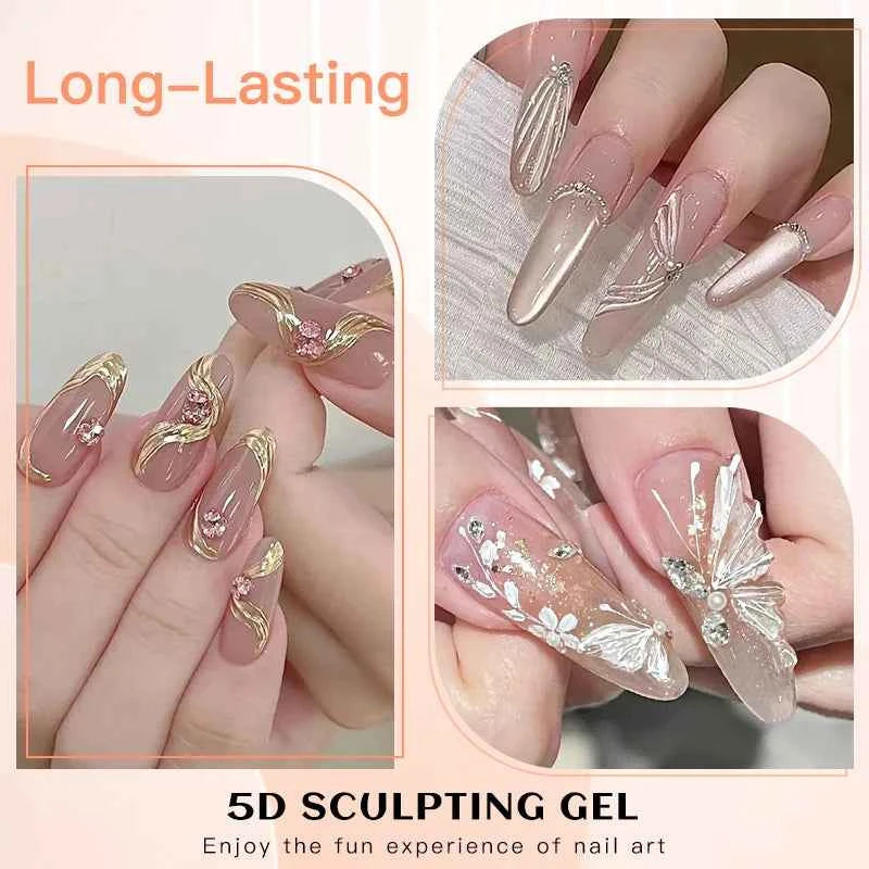 1/2/3pcs 12ml 5D Sculpting Gel Polish Nail Art Modeling Gel Waterproof Sculpting gel Nail Art 3D Design Gel for Carvings & Shape