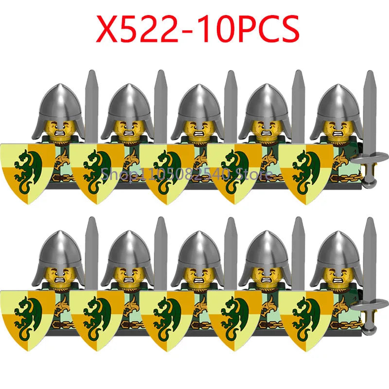 MOC Military Soldier Movie Character Building Blocks Accessories Medieval Castle Knight Helmet Shield Mini Brick Gift Toy E008