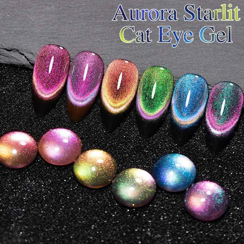 PUENTE Cat Eye Magnetic Gel Nail Polish - Vibrant Starry Galaxy Effect, Soak Off UV, 7.5ML