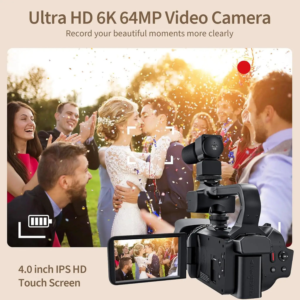 4K Professional Video Cameras for Photography 64MP Ultra HD 18X Digital Zoom Camcorders YouTube Live Streaming Vlog Recorder