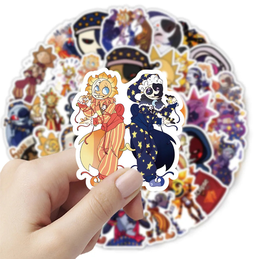 Sundrop & Moondrop Sticker Set - 50 Waterproof Cartoon Decals for Scrapbooking, Phones & Skateboards