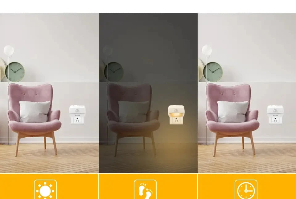 LED Night Light With Motion Sensor Light EU US Plug Socket Lamps Children Night Lights Wireless Wall Bedside Bedroom Night Lamp - Jack market 1988Jack Market 1988