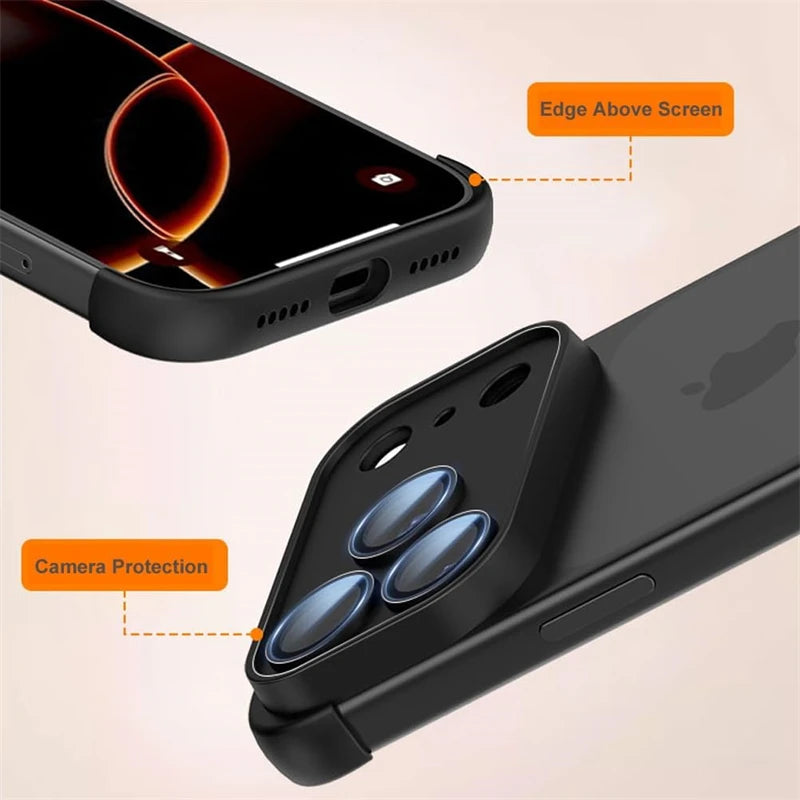 Camera Lens Protector Frameless Corner Case for IPhone 17 Air 14 13 12 15 16 Pro Max Plus IPones Pad Soft Silicone Bumper Cover