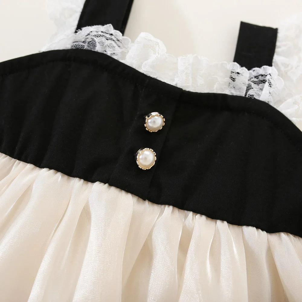 Glimmer & Grace Baby Girl Summer Dress - Enchanting Mesh Bow & Lace for Wedding & Flower Girl Celebrations