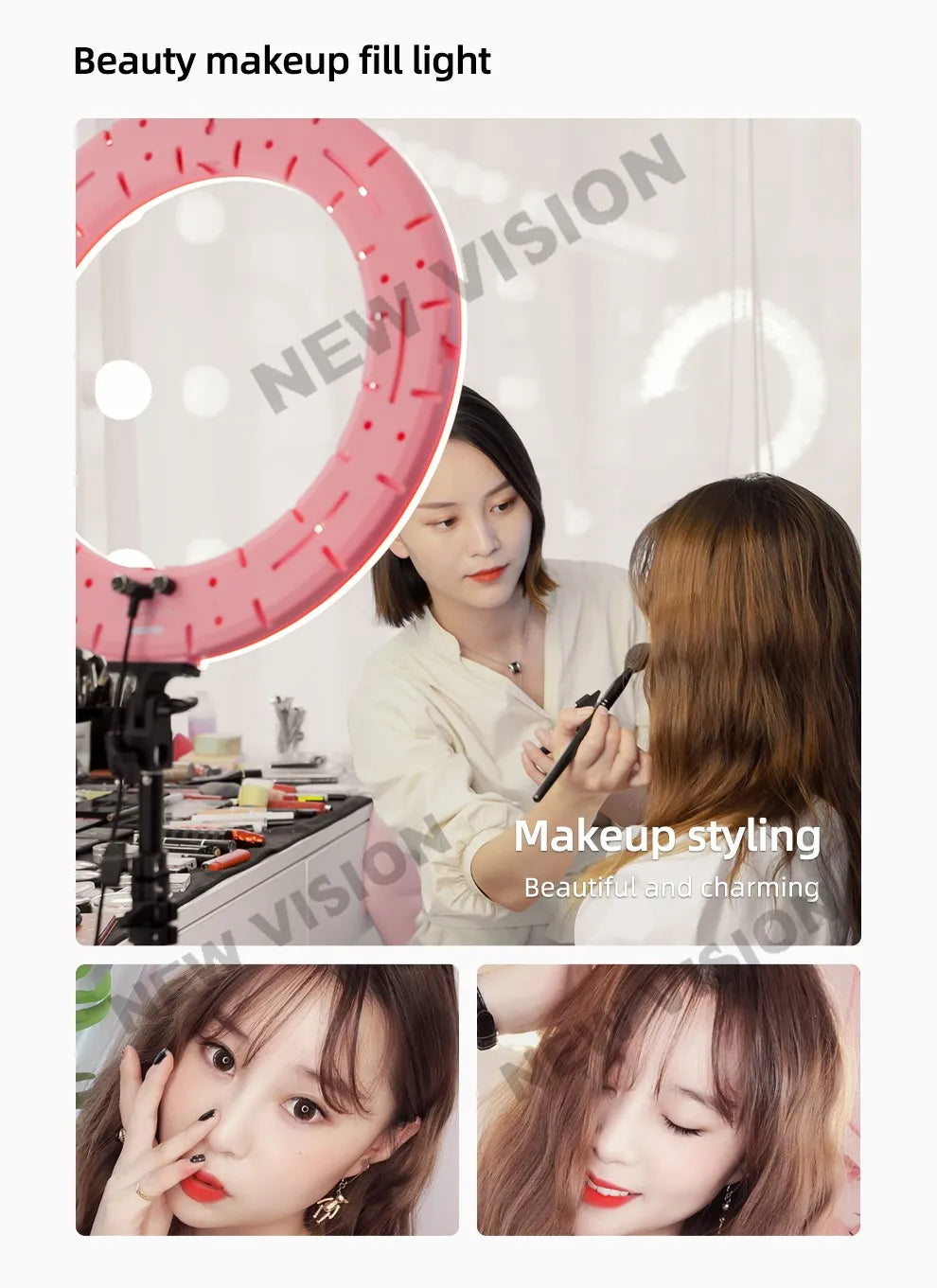 AMBITFUL 18" 21" 50W LED Ring Light Annular Lamp Bi-color 3000K-6000K  + Remote Control for Video YouTube Ringlight Makeup Light