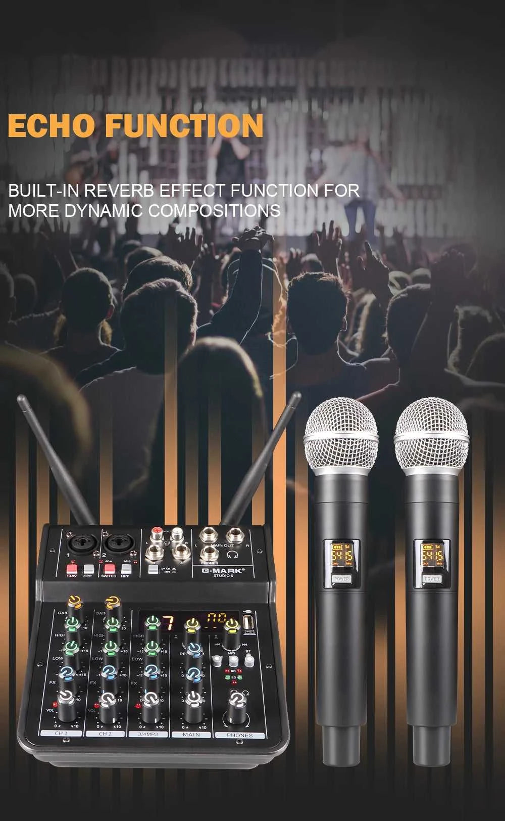 Audio Sound Mixer with Microphone G-MARK Studio 6 Bluetooth Portable DJ Console+48V USB Interface Mixing Boards For Live The jack market .AU The jack market .AU Accessories Electronics $ 115 <none>