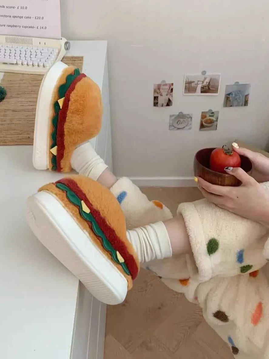Funny Cute Hamburger Home Slippers Shoes For Men And Women Indoor Household Slippers Warm And Non Slip Winter Fun Couple Cotton The jack market .AU The jack market .AU Step Up Your Style: Trendy Shoes for Every Occasion! $ 75 14:366#Package Cute Burger;200000124:201446565