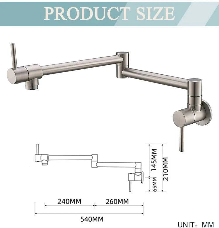 Brass Pot Filler Tap Wall Mount Foldable Kitchen Faucet Single Cold Single Hole Sink Tap Rotate Folding Spout Chrome Gold Black The jack market .AU The jack market .AU Home $ 174 14:29#Chrome Type A