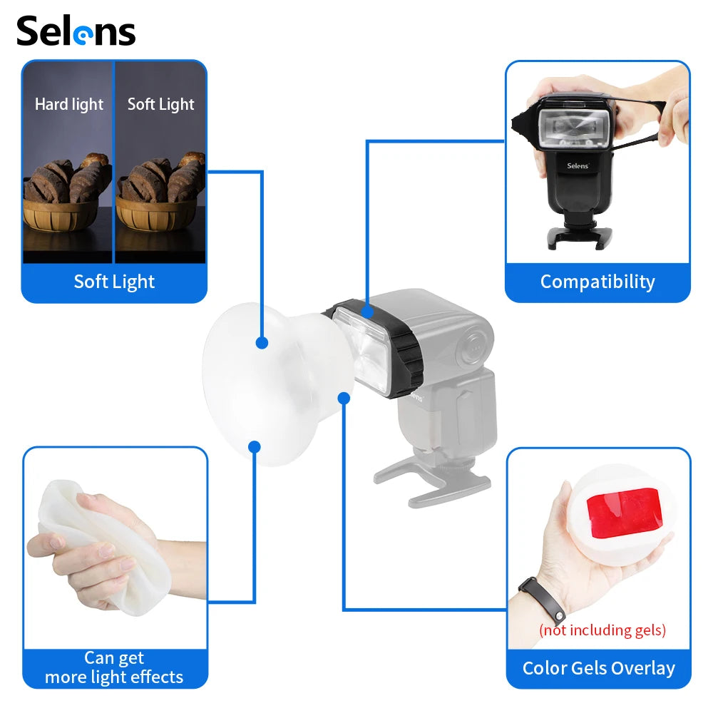 Selens Magnetic Silicon Light Diffuser Rubber Sphere Modular Flash for Canon Nikon Yongnuo Camera Speedlite As MagMod Accessory