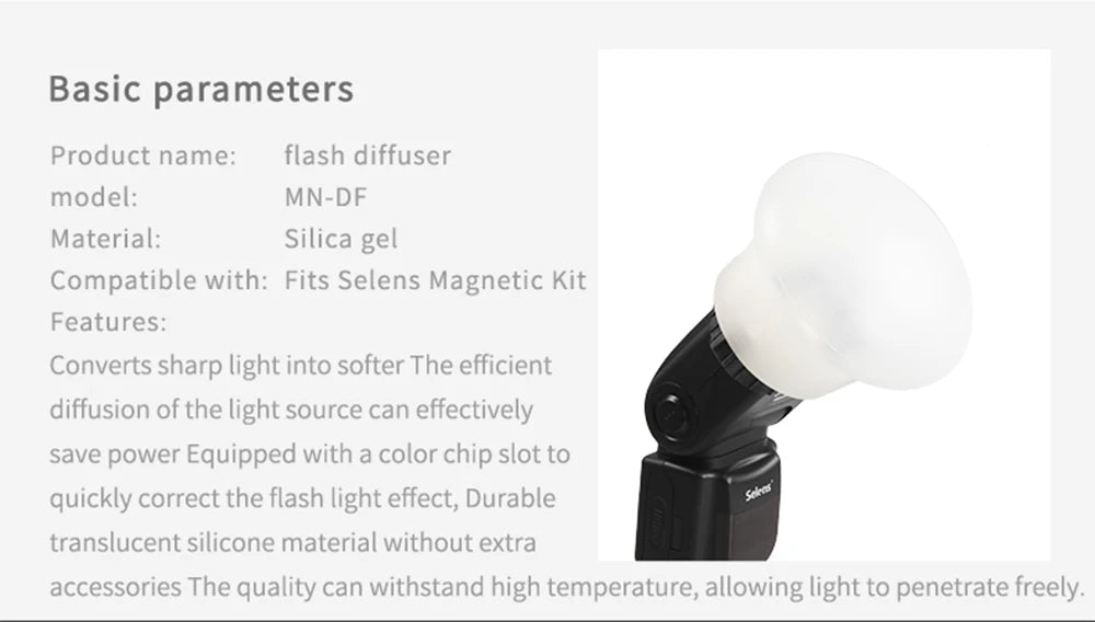 Selens Magnetic Silicon Light Diffuser Rubber Sphere Modular Flash for Canon Nikon Yongnuo Camera Speedlite As MagMod Accessory
