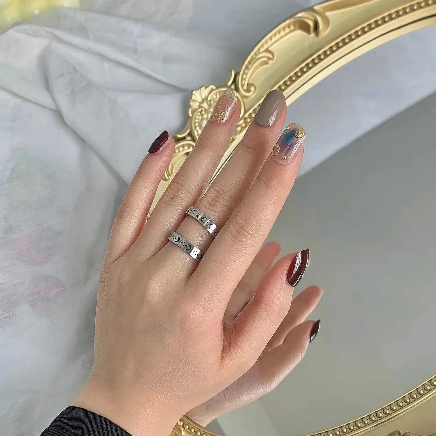 Engraved Star Sun Moon Ring For Men Women Vintage Punk Stainless Steel Couple Rings Fadeless Fashion Wedding Party Jewelry The jack market .AU The jack market .AU Jewellery & Chains $ 51 200000369:699;200000783:193#2 PCs Sun Star