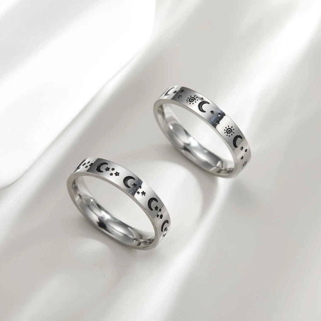Engraved Star Sun Moon Ring For Men Women Vintage Punk Stainless Steel Couple Rings Fadeless Fashion Wedding Party Jewelry The jack market .AU The jack market .AU Jewellery & Chains $ 51 200000369:699;200000783:193#2 PCs Sun Star
